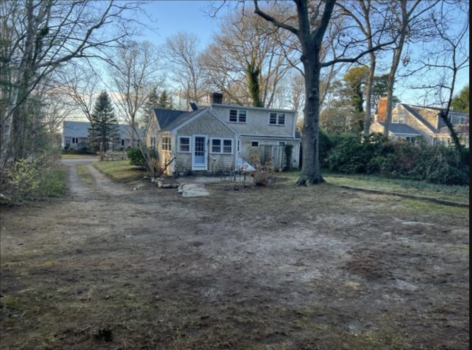 Cape Cod property before construction — bare lot